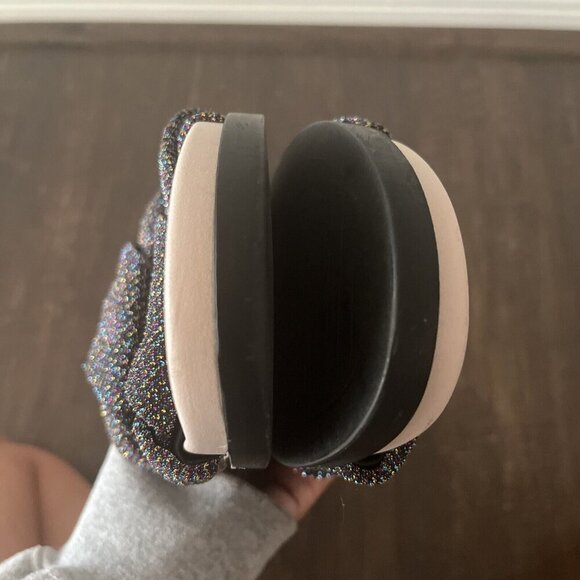 Zara Trafaluc black metallic strap slide sandals comfortable slides casual Sz 37 - Picture 7 of 9